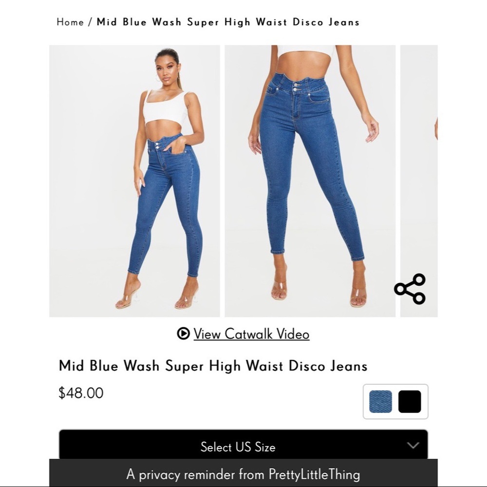 Pretty Little Thing-Mid Blue Disco Skinny Jean